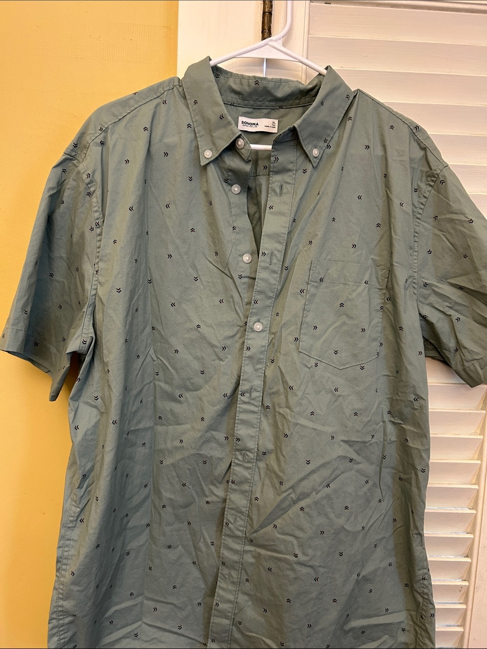 Sonoma Men's Sage Green Short-Sleeve Button-Down Shirt